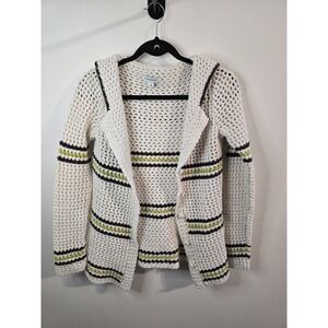 Banana Republic Womens Chunky Crochet Cardigan Sweater S Nautical Sailor Collar